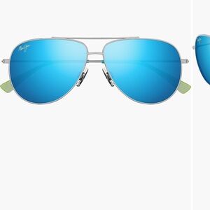 Maui Jim Silver Frame Sunglasses with Blue Lenses